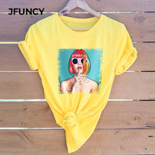 Load image into Gallery viewer, JFUNCY Summer 100% Cotton T-shirts Women Casual Tshirt Plus Size Female Tops Please Quiet Letter Printing Harajuku Graphic Tee

