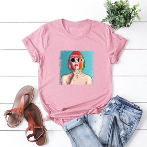 JFUNCY Summer 100% Cotton T-shirts Women Casual Tshirt Plus Size Female Tops Please Quiet Letter Printing Harajuku Graphic Tee