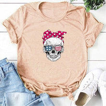 Load image into Gallery viewer, Hillbilly Funny Skull Punk T Shirt Women Fashion Casual Short Sleeve Sun Flowers Tshirts Chemise Femme Tops Mujer Verano 2019
