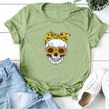 Load image into Gallery viewer, Hillbilly Funny Skull Punk T Shirt Women Fashion Casual Short Sleeve Sun Flowers Tshirts Chemise Femme Tops Mujer Verano 2019
