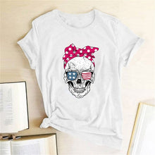 Load image into Gallery viewer, Hillbilly Funny Skull Punk T Shirt Women Fashion Casual Short Sleeve Sun Flowers Tshirts Chemise Femme Tops Mujer Verano 2019

