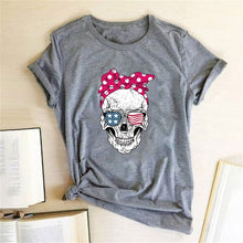 Load image into Gallery viewer, Hillbilly Funny Skull Punk T Shirt Women Fashion Casual Short Sleeve Sun Flowers Tshirts Chemise Femme Tops Mujer Verano 2019
